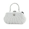 thumbnail image 2 of Pearl Clutch Bag for Women Evening Wedding Party Bridal Handbag Ladies Beaded Clutch Purse/White, 2 of 5