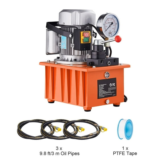 KFFKFF Electric Hydraulic Pump, 750W 110V, 10000 PSI, 8L Volume, Double Acting Manual Valve, Electric Powered Hydraulic Pump Unit with Lever Switch, Suitable for Punching, Bending, Jack Equipment