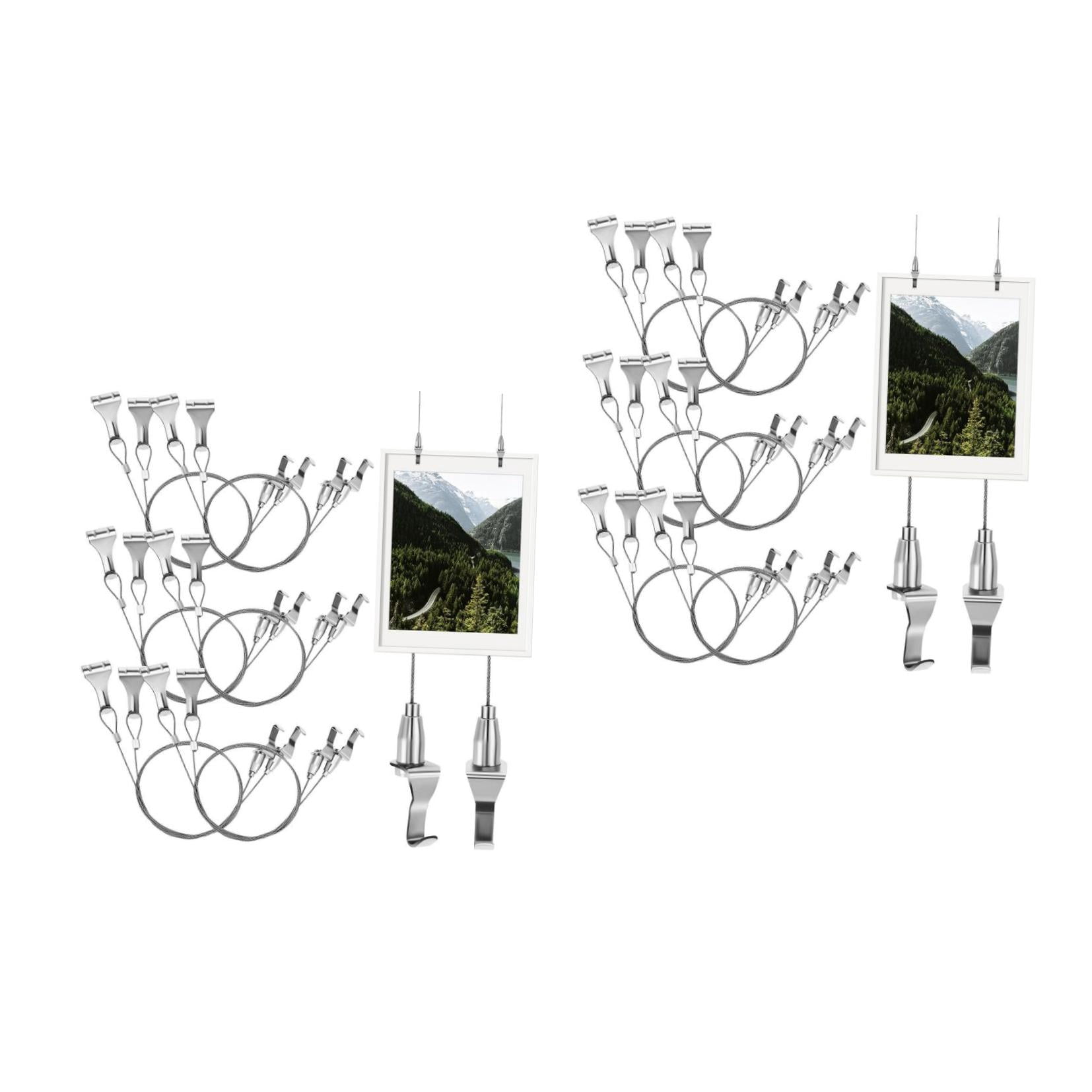 Hemoton 2pcs Picture Hanging Kit With Wire - 8-Piece Adjustable Picture Rail Hooks And Wires - Heavy Duty Hanging System For Gallery Exhibitions