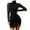 Black, variant on IROINNID Bodycon Dress for Women Thigh-Length Strapless V-neck Long Sleeve Solid Mini Dress Formal Dress ,Black