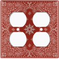 thumbnail image 3 of Metal Light Switch Plate Cover Burgundy Floral Bandana Paisley Tile Pattern TIL050, 3 of 13