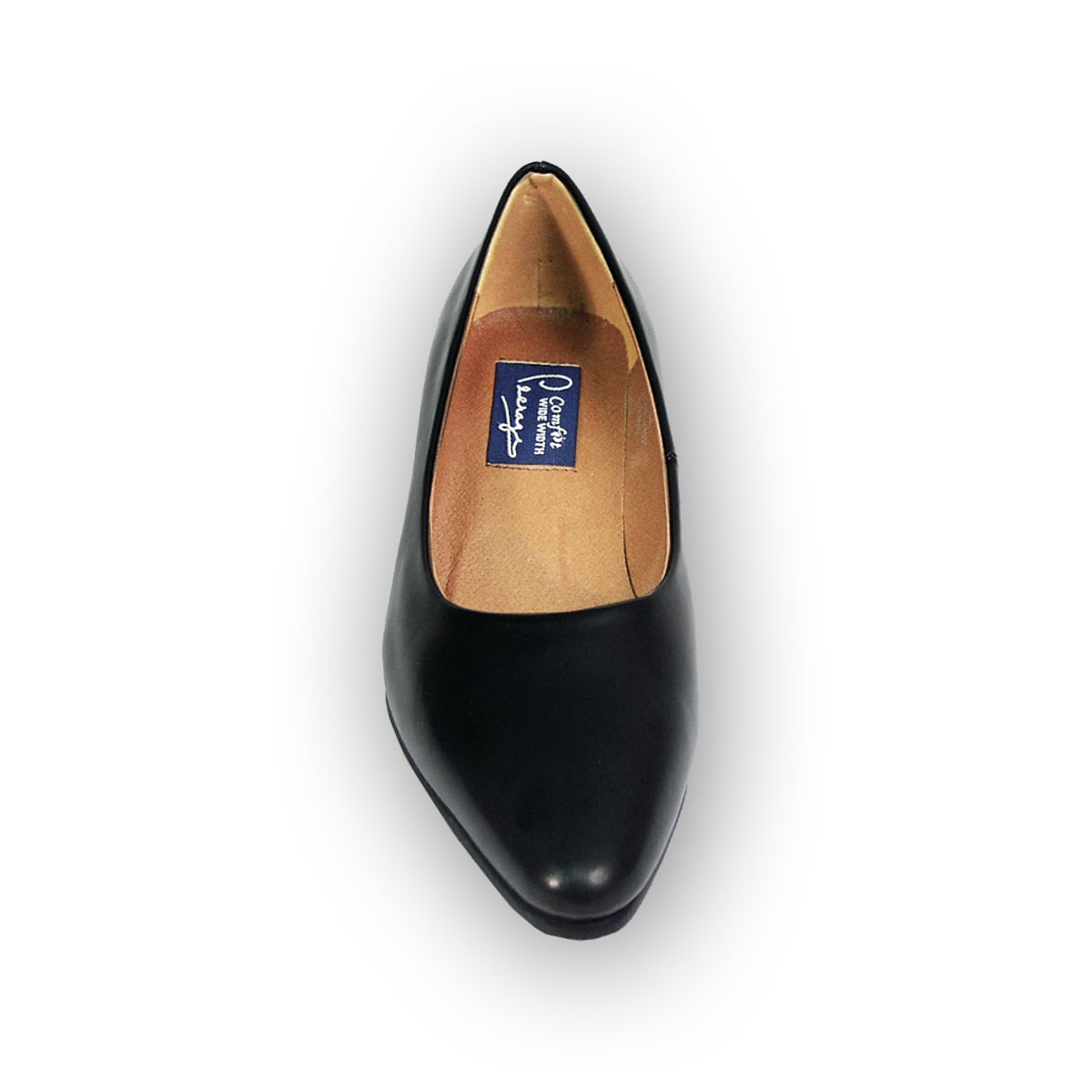 PEERAGE Gloria Women Wide Width Leather Wedge Pump BLACK 7