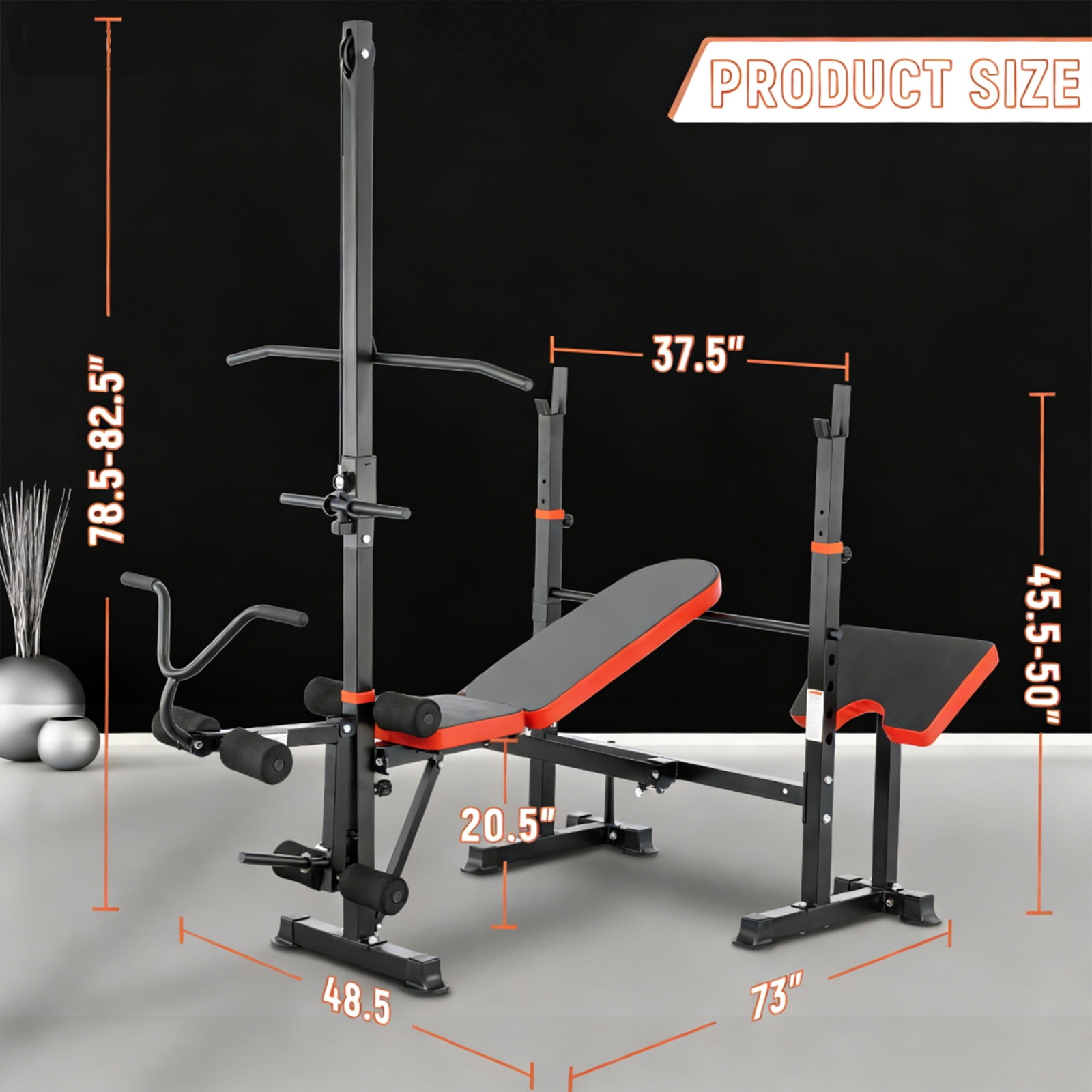1500LBS Weight Bench Press Set, 8-in-1 Adjustable Workout Bench with Squat Rack, Leg Extension & Preacher Curl for Home Gym Strength Training