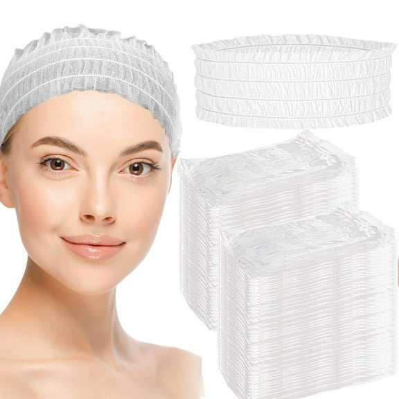 100 Pieces Disposable Spa Headbands,Bexikou Soft Non-Woven Facial Hair Bands,Elastic Facial Head Wraps Cloth,Individually Packaged Washing Face Supplies for Women & Girls, White