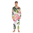 thumbnail image 2 of Flamingo Leaves Lemons Adult Onesie Pajamas Slim Fit Christmas One Piece Suit Pjs for Women and Men Hooded Zipper, 2 of 7