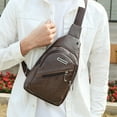 thumbnail image 2 of Xfvqtps Mens Crossbody Bags with Earphone Hole Multiple Compartments Large Capacity Adjustable Shoulder Strap Fashion Retro Style Leather Shoulder Bags Brown, 2 of 5