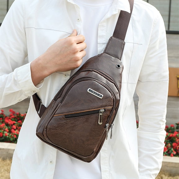 Cadorn Soft Leather Chest Bag Crossbody Shoulder Bag for Men with Inner Pocket for Work Travel Gym Commute and Outdoor Activities