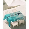 thumbnail image 3 of 54x80 Inch Outdoor Tablecloth with Umbrella Hole Zipper Rectangle Ocean Shark Rectangular Tablecloths Outside Waterproof Teal Green Wave Summer Beach Coastal Patio Table Cloth Cover for Picnic Party, 3 of 8
