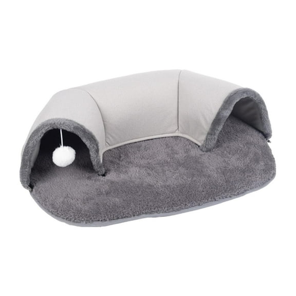 Fzaqwen 2 in 1 Cat Tunnel Bed 65x49x17cm Anti Slip Bottom Plush Dog Sleeping Cushion for