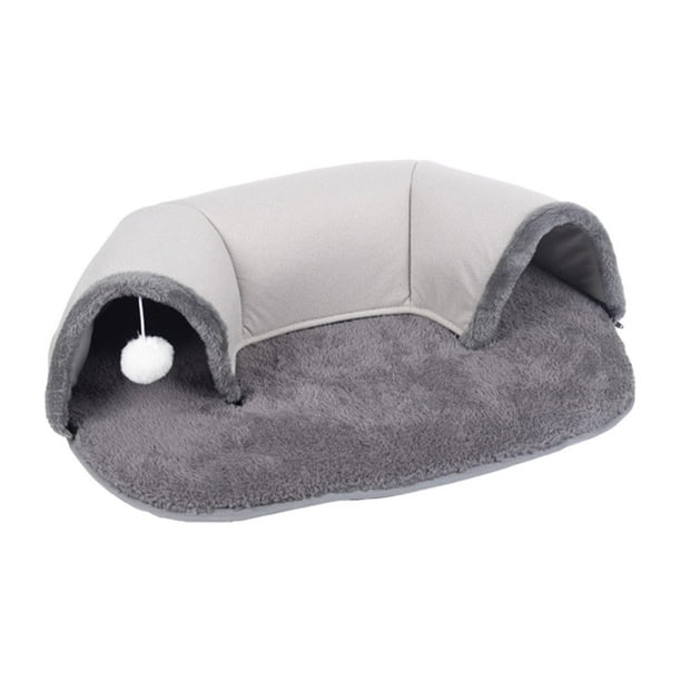 Túnel y cama para gatos, casa cálida para gatos, nido para mascotas, cojín para dormir para perros lavable a máquina, multifuncional, 65x49x17cm con