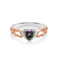 thumbnail image 2 of Gem Stone King 925 Sterling Silver Two-Tone Ring 0.76 Ct Heart Shape Green Mystic Topaz (Size 5), 2 of 4