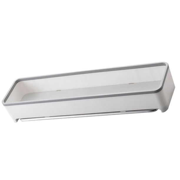 Toallero de pared de plástico, organizador flotante multifunción para baño y cocina (gris)