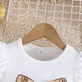 thumbnail image 6 of VOONCAS Girls 2-Piece Bow Outfit Set with Ruffle Top & Pleated Skirt | Beige Kids Kid Spring Summer Clothes,Size 5-6T, 6 of 9