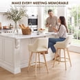 thumbnail image 4 of Zesthouse 26.8″ Swivel Counter Height Bar Stools Set of 2, Upholstered Linen Bar Stools with Back and Wood Legs, Mid Century Modern Barstool Island Chairs for Kitchen Counter, Beige, 4 of 10