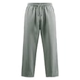 thumbnail image 5 of Dolkfu Pants Men Striped Cotton Linen Sweatpants Drawstring Loose Straight Leg Men Trousers L, 5 of 8