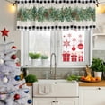 thumbnail image 5 of Christmas Pine Needle Curtain Valances for Windows, Kitchen Valance Window Treatments Panel 2 Pack, Xmas Pine Cones Black White Plaid Rod Pocket Short Curtains for Bathroom Bedroom 60 x 18 Inch, 5 of 8
