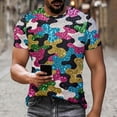 thumbnail image 4 of HONHUZH Mend Tops Shorts Sleeve Funny Camouflage Printed Casual Sports Crew Neck Vintage Short Sleeve Shirt Tops, 4 of 9