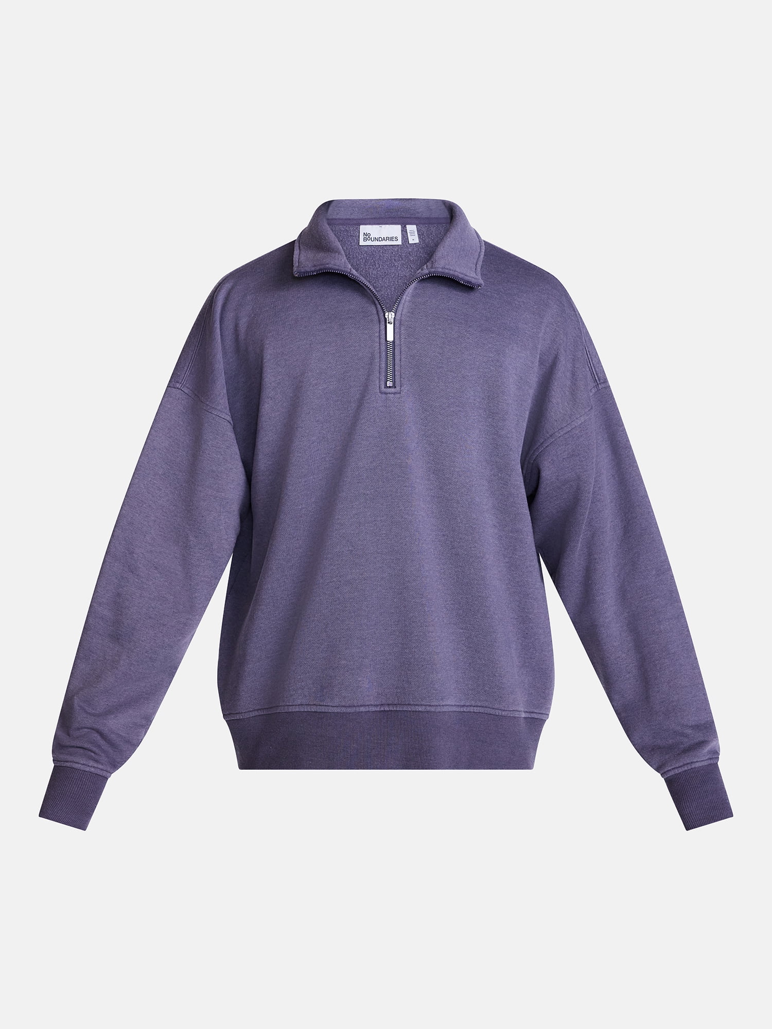 No Boundaries Boxy Fit Quarter Zip Fleece Sweatshirt with Long Sleeves, Men's XS-4XLT