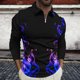 thumbnail image 1 of Blusa y camisa de manga larga con cuello vuelto para hombre, jersey con solapa a cuadros, a rayas y cremallera, manga corta, deportiva, de manga corta, con solapa, blusa de poliéster para hombre, 1 of 5