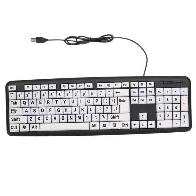 Teclado con cable USB para usuarios de baja visión con teclas blancas grandes Letras negra Eccomum Teclado