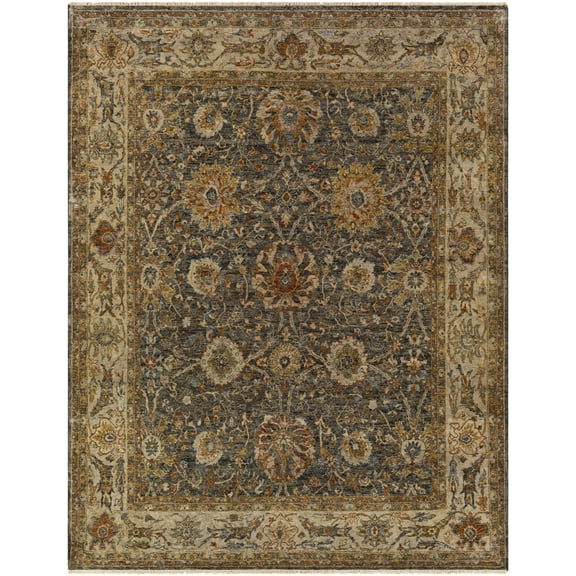 Hauteloom Ewhurst Wool Living Room, Bedroom Area Rug - Farmhouse - Medium Green, Rust, Olive - 10' x 14'