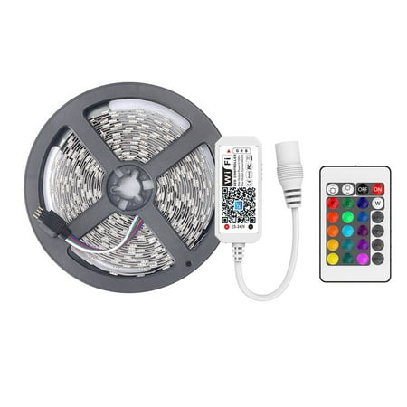 

5M Smart WIFI Control Color Changing 5050 RGB Strips Compatible with Sync to Music for Rooms Party Bar Decoration Nonwaterproof