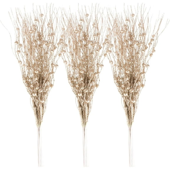 18 Pack Artificial Glitter Berry Stem Ornaments Decorative Christmas Picks Glittery Bead Sticks Branches for Christmas Tree Decor Home Decor