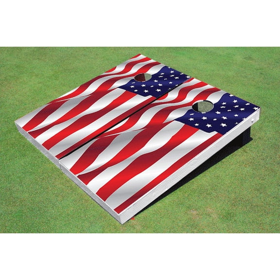 Waving USA Flag Themed Cornhole Boards