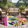 thumbnail image 4 of Round Rug 7Ft Washable Non-Slip, Spring Daisy Circle Area Rugs for Living Room Bedroom, Pink Modern Abstract Art Dots Floral Indoor Floor Mats Carpet Runner for Home Decor Aesthetic, 4 of 8