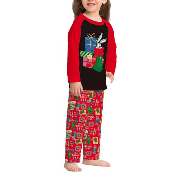 Conjunto De Pijamas De 2 Piezas Conjunto de pijama familiar de 2 piezas Conjunto de ropa de dormir de estilo navideño con estampado de pato informal Ygjytge Chica Rojo 0-2T para Niño