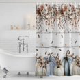 thumbnail image 3 of Navy Blue Pumpkin Fall Shower Curtain, Waterproof Shower Curtains for Bathroom, Thanksgiving Leaves Floral Wooden Washable Fabric Bathtub Curtain Set Bath Decor with 12 Hooks 48"x72", 3 of 8