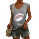 thumbnail image 2 of Camisetas sin mangas con cuello en V de verano para mujer Camisetas de manga corta con estampado retro OAVQHLG3B Store  lin121212, 2 of 5
