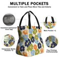 thumbnail image 3 of Geometric Flower and Sunburst Gray Drawstring Insulated Lunch Bag for Women, Stain-Resistant Large Lunch Tote with Multi-Pockets for Work Office, 3 of 6
