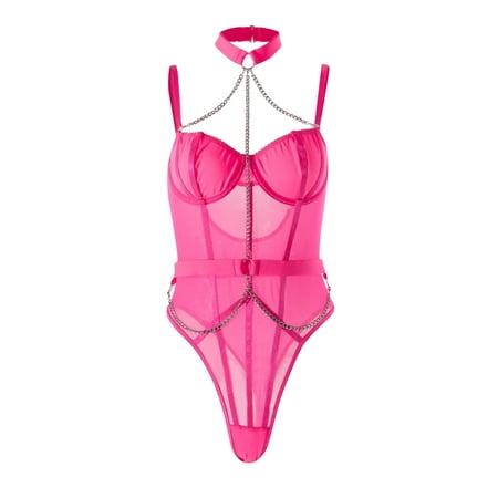 

NRUDPQV Lingerie Women s Feeling Open Back Hanging Neck Strap Bodysuit For Women