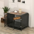 thumbnail image 2 of Demi Bonn 40" Heavy Duty Indestructible Dog Crate Furniture, Escape Proof Dog Cage Kennel with Lockable Wheels, High Anxiety Double Door, Removable Tray, Brown, 2 of 9