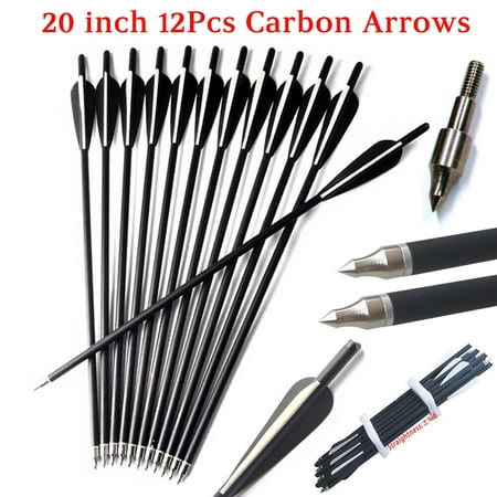 12Pcs 20 inch Crossbow Bolts Carbon Arrows Archery with Removable Tips