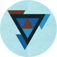 thumbnail image 1 of Ahgly Company Tapis Rond Lavable en Machine Intérieur Transitionnel Bleu Glacier, 4 Pieds Rond, 1 of 7