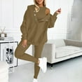 thumbnail image 3 of Sweatsuit Set for Women 3 Piece Sport Casual Comfortable Lounge Gym Oversized Outfits Button Hoodie Pullover and Tank Top Long Pants Matching Lounge Sets, 3 of 6
