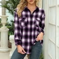 thumbnail image 1 of Women Plaid Shirt, Women Shirt Blouse Long Sleeve Lapel Breathable Mid Long For Office ANGGREK Otros, 1 of 7