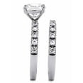 thumbnail image 3 of PalmBeach Jewelry Cushion-Cut Cubic Zirconia Bridal Engagement Ring Set 2.45 TCW in 18k Gold-Plated or Platinum-Plated Sterling Silver, 3 of 6