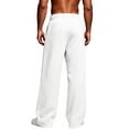 thumbnail image 6 of Men's Baggy Sweatpants Fleece Wide Leg Lounge Pants Drawstring Waist Loose Fit Cotton Jogging Sweat Pants with Pockets White L, 6 of 6