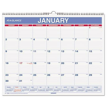 at a glance monthly wall calendar 15 x 12 red blue 2016