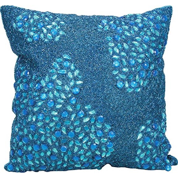 Luminescence Turquoise Fully Beaded Pillow