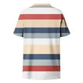 thumbnail image 5 of Blouse à Rayures Grande Taille Col en V Croisé devant - Manches Courtes Coupe Ample Décontractée Habillée Surdimensionnée, Kaki, 4x-Grand, 5 of 5