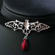 thumbnail image 3 of Collar de cuero negro con colgante de cristal y cadena de murciélago malvado, joyería de bruja pagana, regalo para mujeres y niñas (rojo), 3 of 5