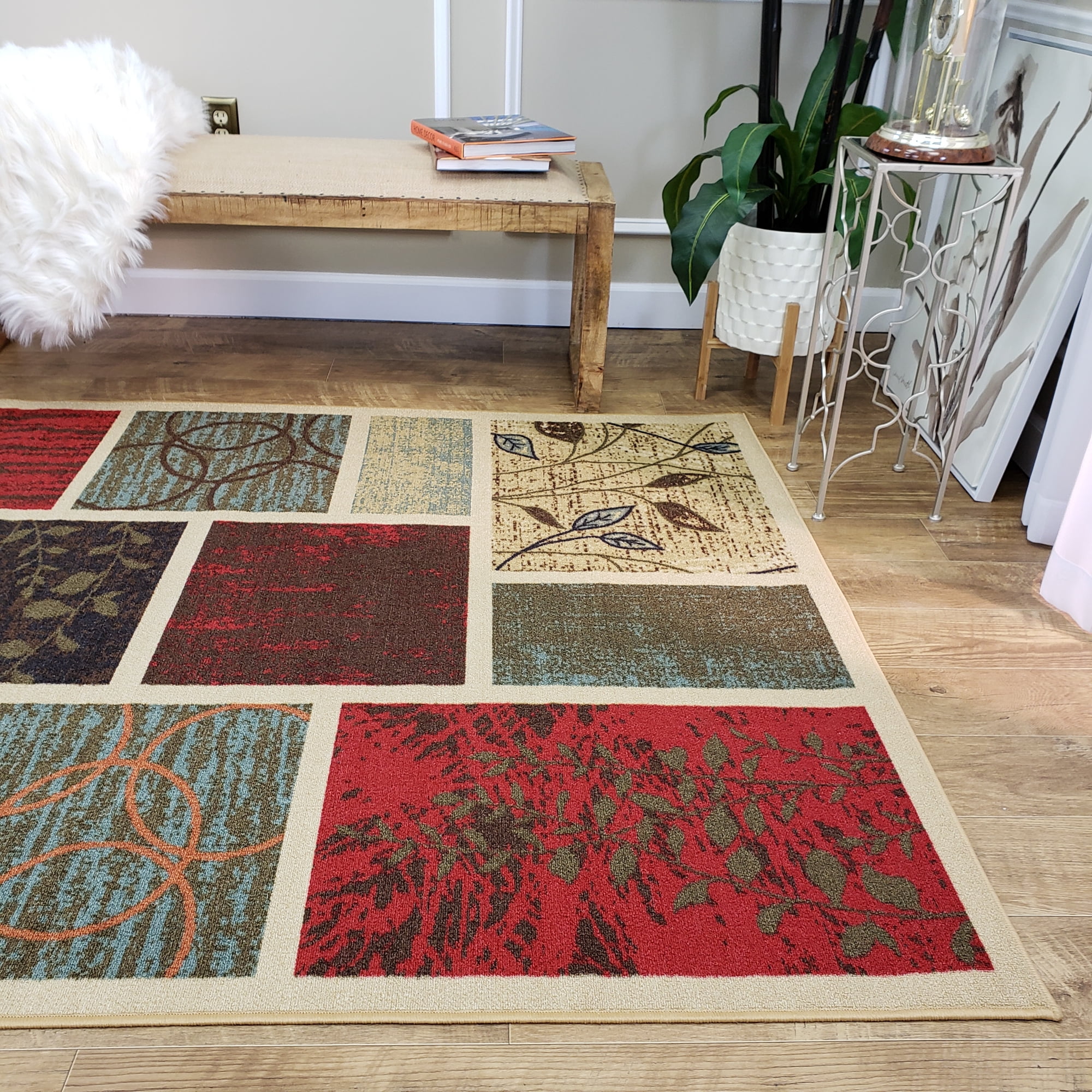Belgio Rubber Backed Non Slip Rugs and Runners Floral – hapsho