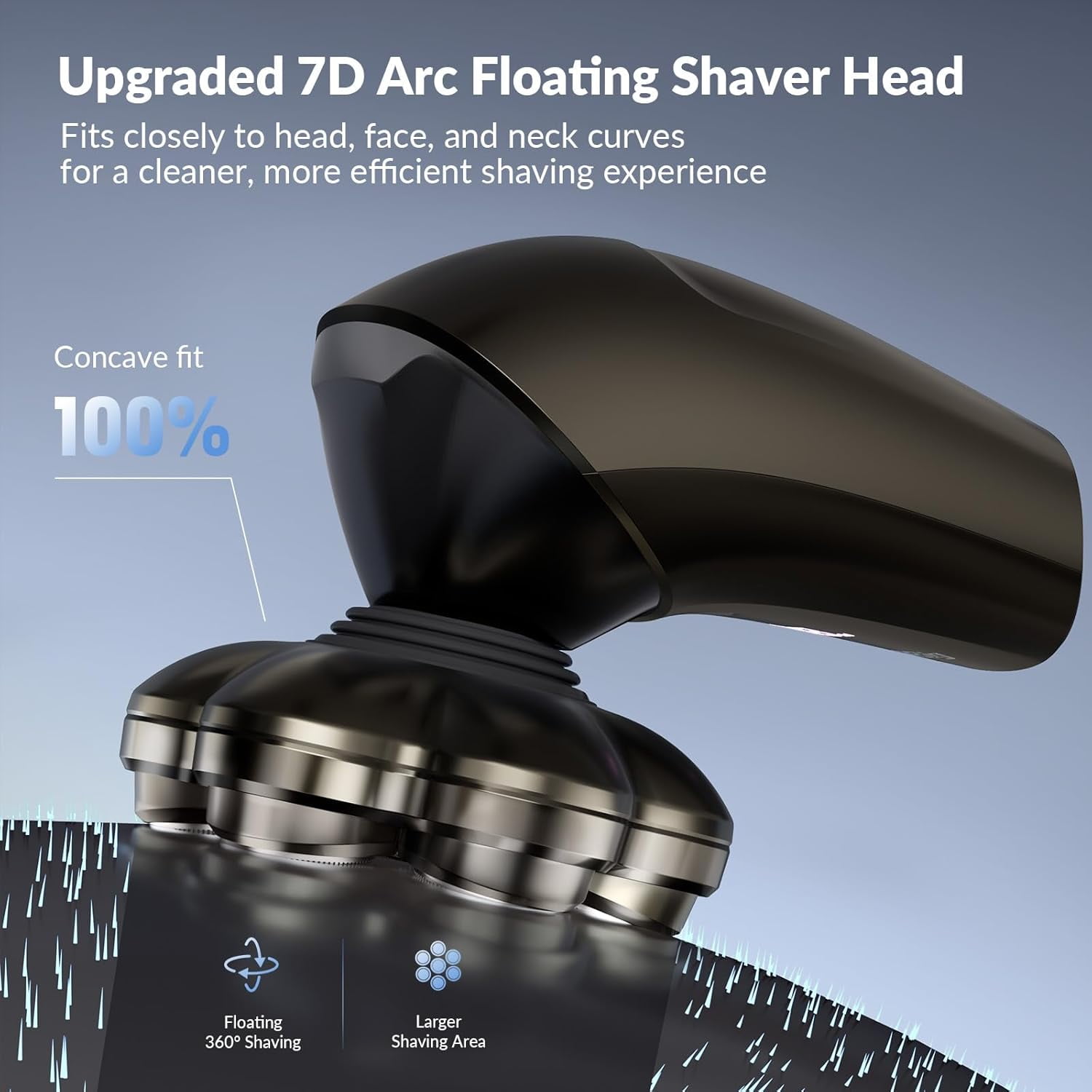 5-in-1 Electric Razor for Men, 7D Floating Head Shaver, IPX7 Waterproof Wet/Dry Body Grooming Trimmer, USB-C Rechargeable with LED Display, for Bald Head, Beard, Legs, Underarms, Dark Gray