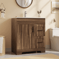 thumbnail image 2 of Erinnyees 30" Wooden Freestanding Bathroom Vanity with Ceramic Sink, Walnut Cabinet Featuring a Door & 2 Spacious Drawers, 2 of 10