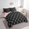 thumbnail image 2 of Erosebridal Cute Bow Knot 7 Pieces Bedding Comforter Set For Girl Kids,Ribbon Bowtie Bows Full Bedding Set,Black White,Reversible, 2 of 7