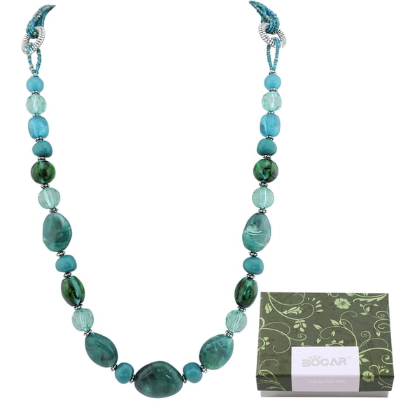 Bocar Long Beaded Necklace for Women Handmade Fashion Costume Chain Jewelry Gift